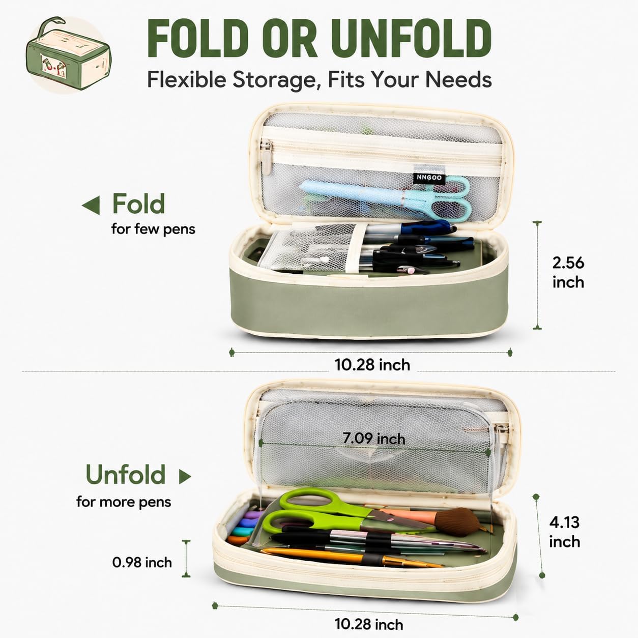 PUPTILY Pencil Case. Large Capacity Aesthetic Pencil Cases with Durable Zipper. Big Stationery Pencil Pouch for Women & Men. Adults Portable Storage Organizer Bag for College. Office. Travel (Green) - Image 5