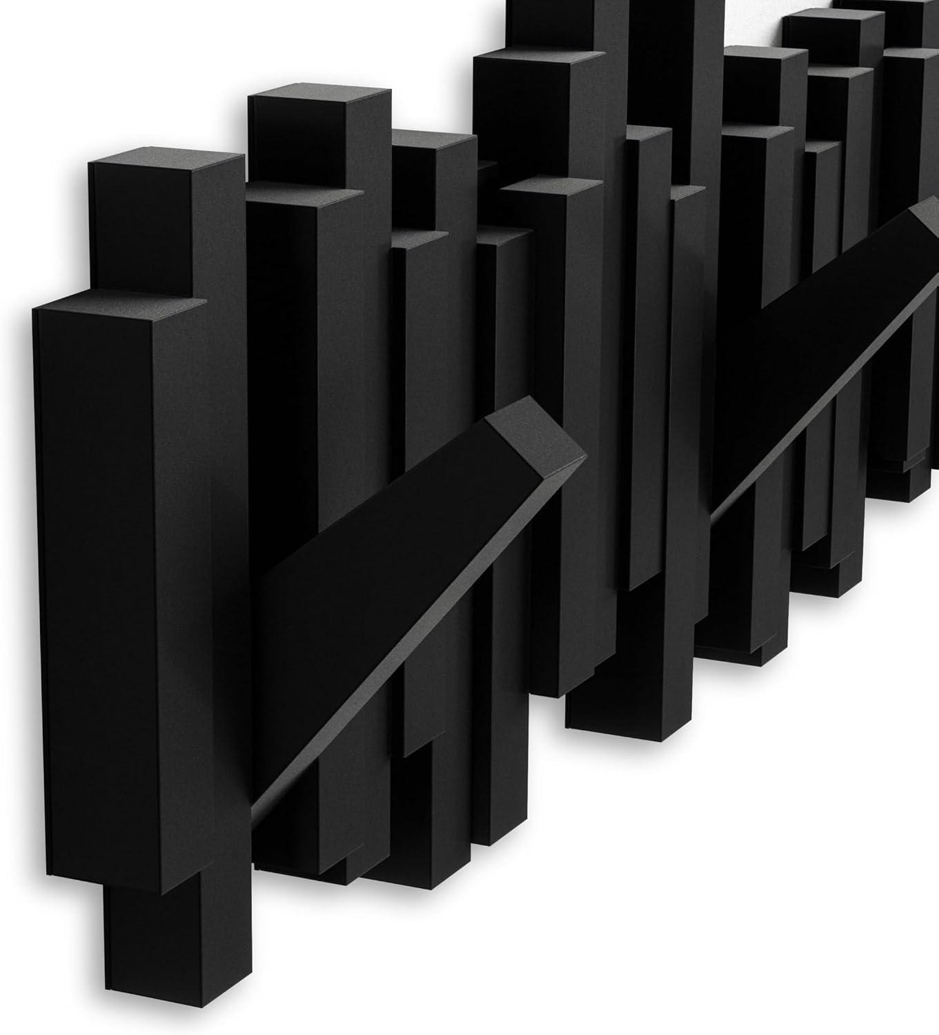 Umbra Sticks Wall-Mounted Coat Rack Rail Hook with 5 Retractable Pegs – Modern. Space-Saving Storage Organizer. Black - Image 8