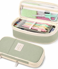 PUPTILY Pencil Case. Large Capacity Aesthetic Pencil Cases with Durable Zipper. Big Stationery Pencil Pouch for Women & Men. Adults Portable Storage Organizer Bag for College. Office. Travel (Green)