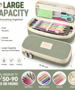 Alternative view of PUPTILY Pencil Case. Large Capacity Aesthetic Pencil Cases with Durable Zipper. Big Stationery Pencil Pouch for Women & Men. Adults Portable Storage Organizer Bag for College. Office. Travel (Green)