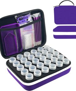 30 Slot Diamond Painting Storage Containers | Purple 30-slot storage box with tools & accessories for diamond art
