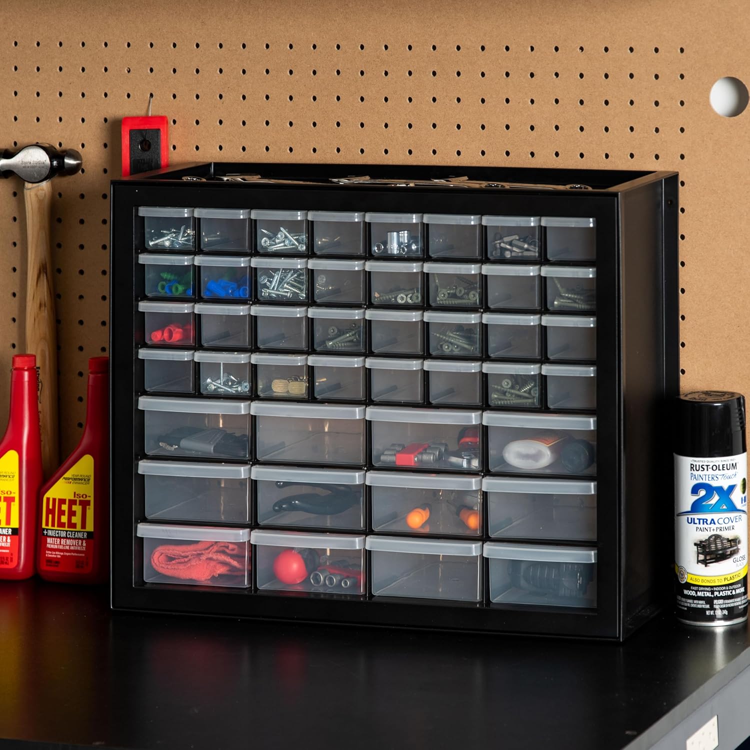 IRIS USA 44-Drawer Small Parts Organizer. Made in USA. Storage Drawers for Screws. Nuts. Bolts. Electronics. Hardware. Beads. Crafts. Building Bricks. Stackable Garage Storage Cabinet. Black - Image 2
