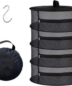 Desy & Feeci 4-Layer Herb Drying Rack - Collapsible Mesh Hanging Dryer Net for Herbs. Flowers. Tea. Fruits. and Vegetables - Includes S-Hook & Storage Bag (24 x 31)